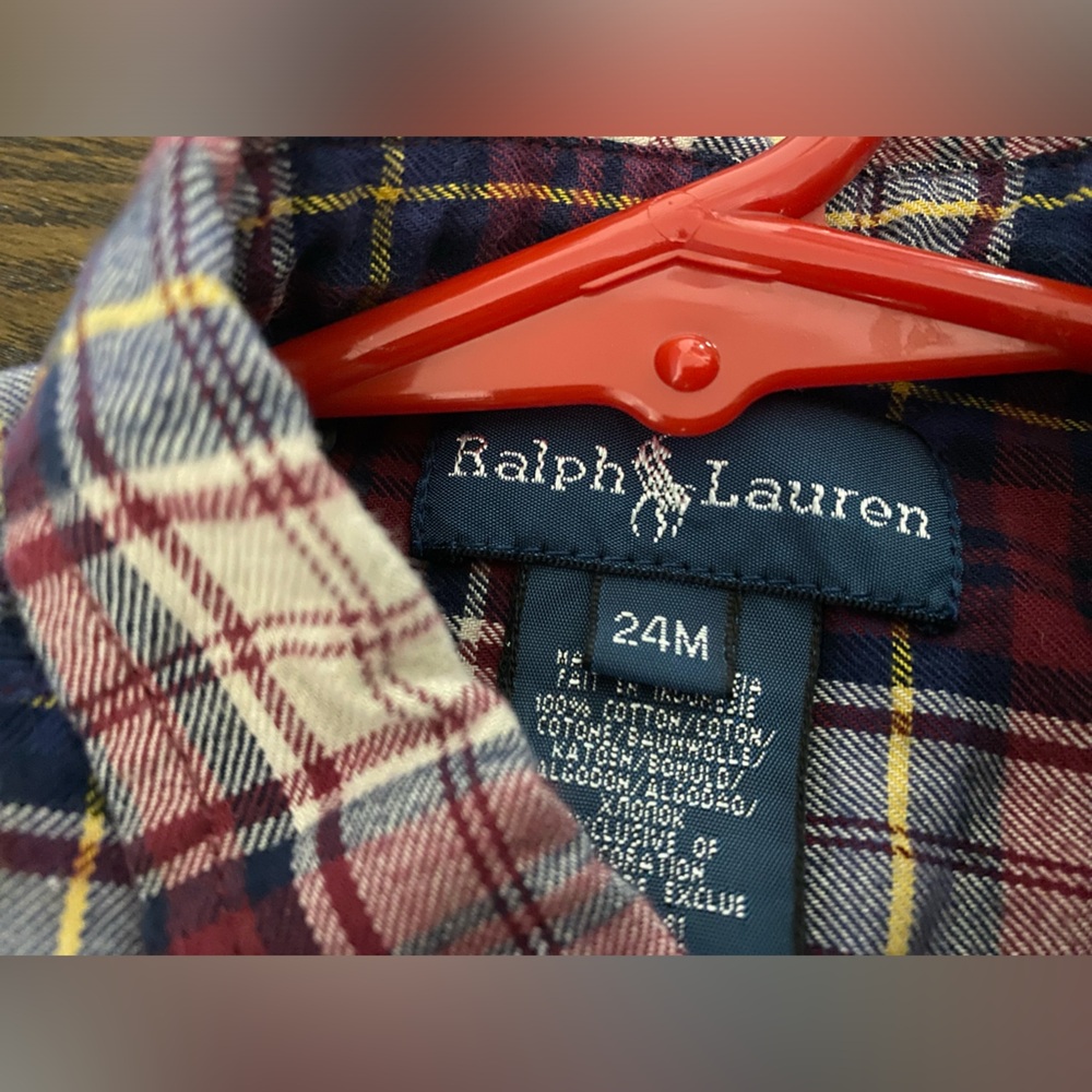 Ralph Lauren Excellent Condition Red Plaid Button Down and Cat and Jack 2T - Picture 3 of 4